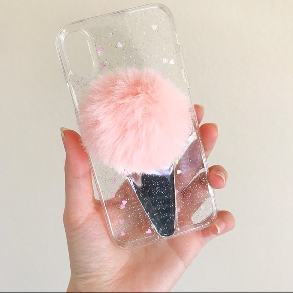 Iphone X Case | Pompom Ice-cream Soft TPU Glitter - Picture 2 of 5